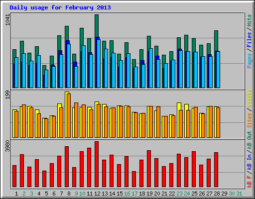 Daily usage for February 2013