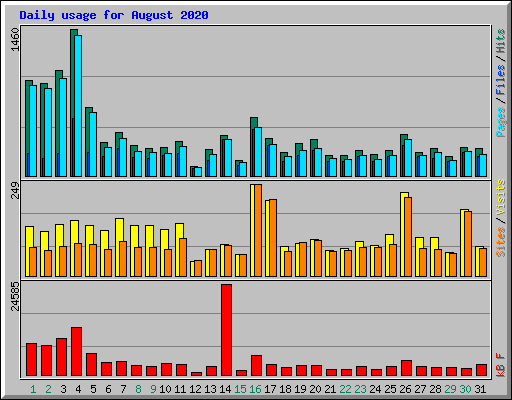 Daily usage for August 2020