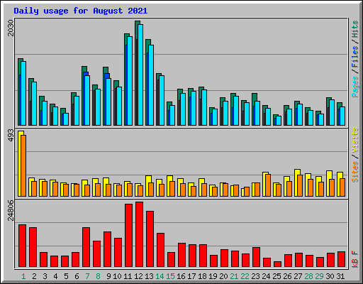 Daily usage for August 2021