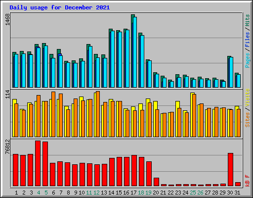 Daily usage for December 2021